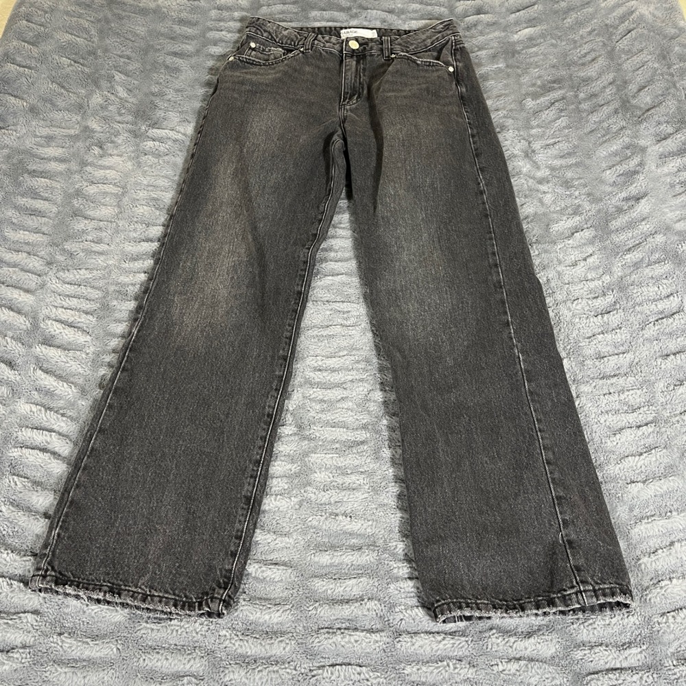Garage Slouchy High Rise Relaxed Straight Leg Jeans Washed Black Size 5 27 AP236